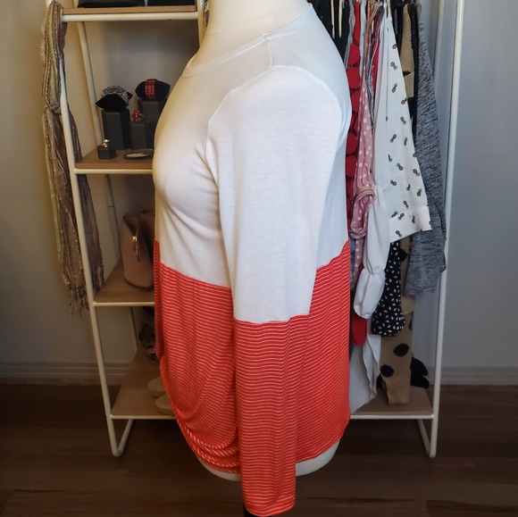 Fantastic Fawn Orange and White Long Sleeved Top - Picture 5 of 7